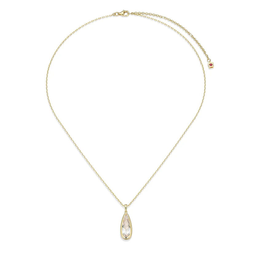 Yellow Sterling Silver Gold Plated Bezel Set Cubic Zirconia Pendant