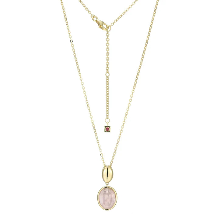 Sterling Silver Gold Plated Rose Quartz Drop Necklace