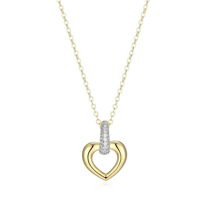 Sterling Silver Gold Plated Intertwined Heart with CZs Pendant