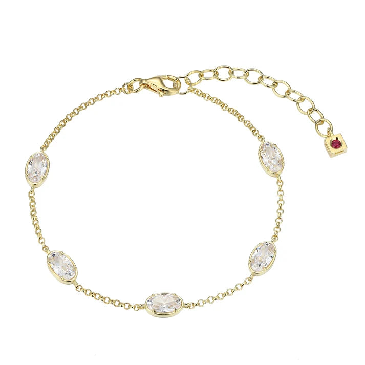 Sterling Silver Gold Plated Serenelle CZ Station Bracelet