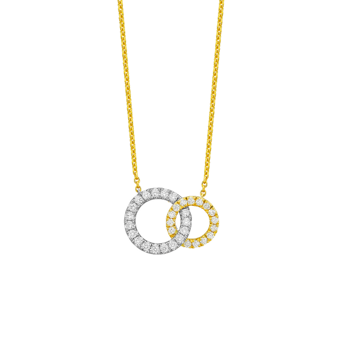 18k gold interlocking circle diamond necklace