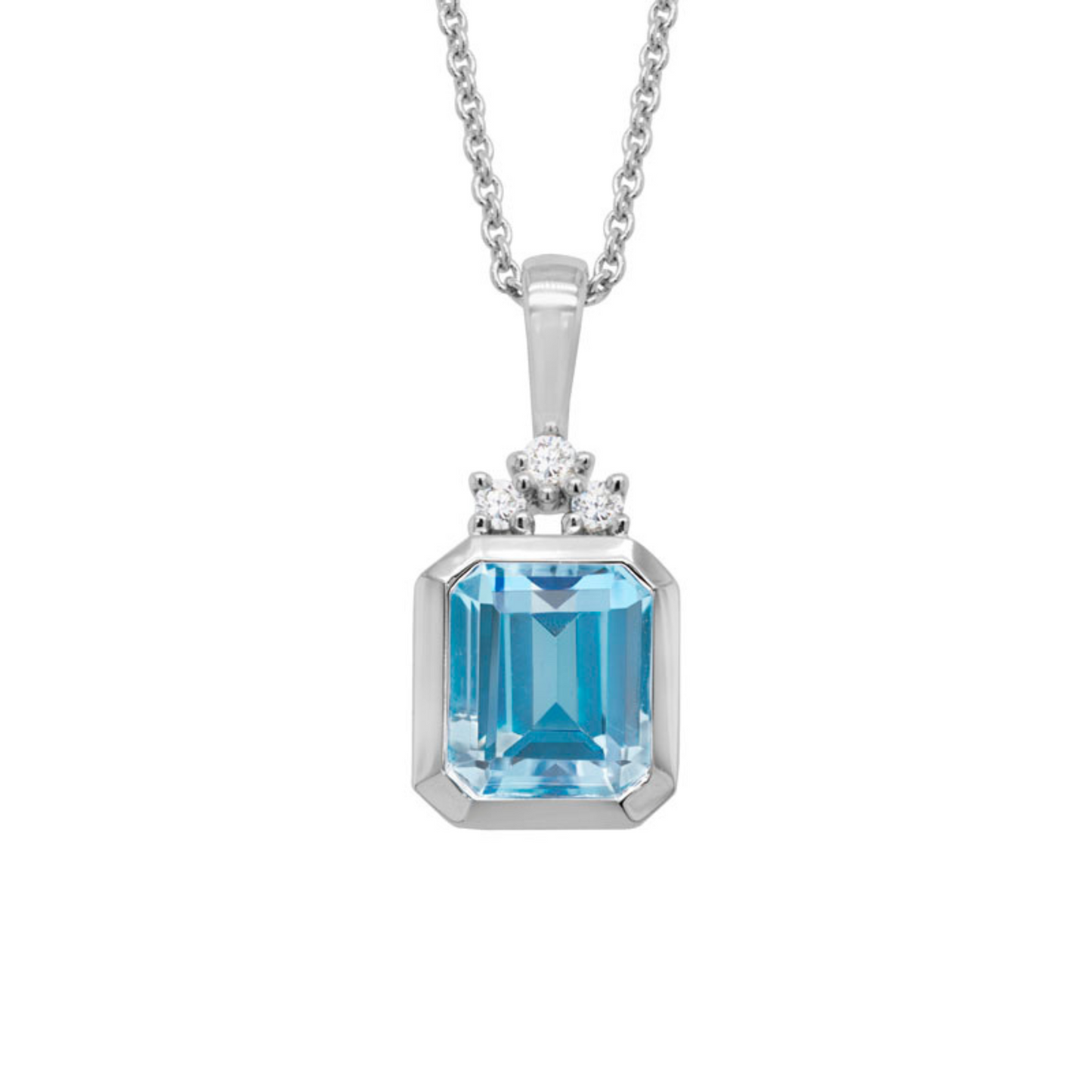 Blue topaz and diamond 14k white gold pendant