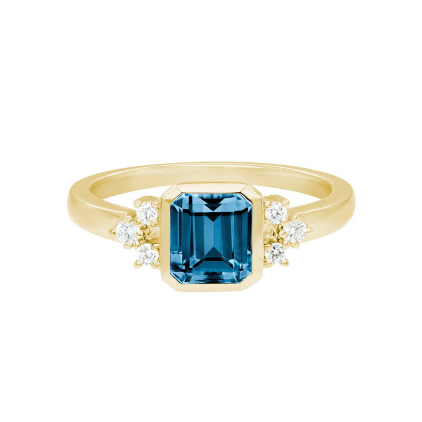 London Blue Topaz and Diamond 14K Yellow Gold Ring