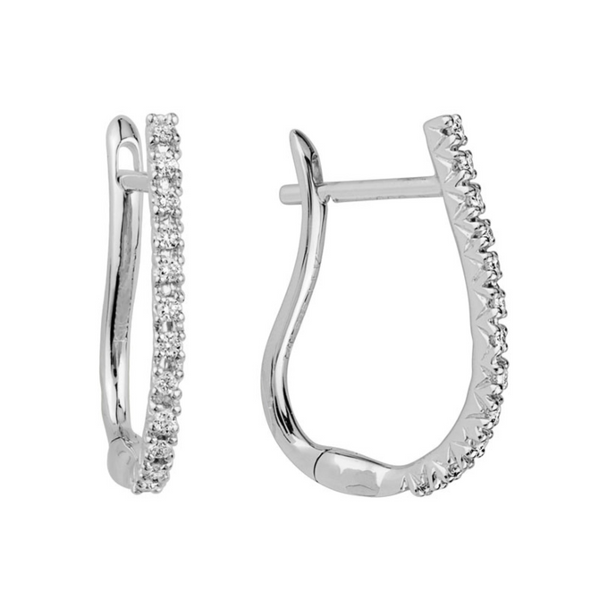 14k white gold diamond hoops