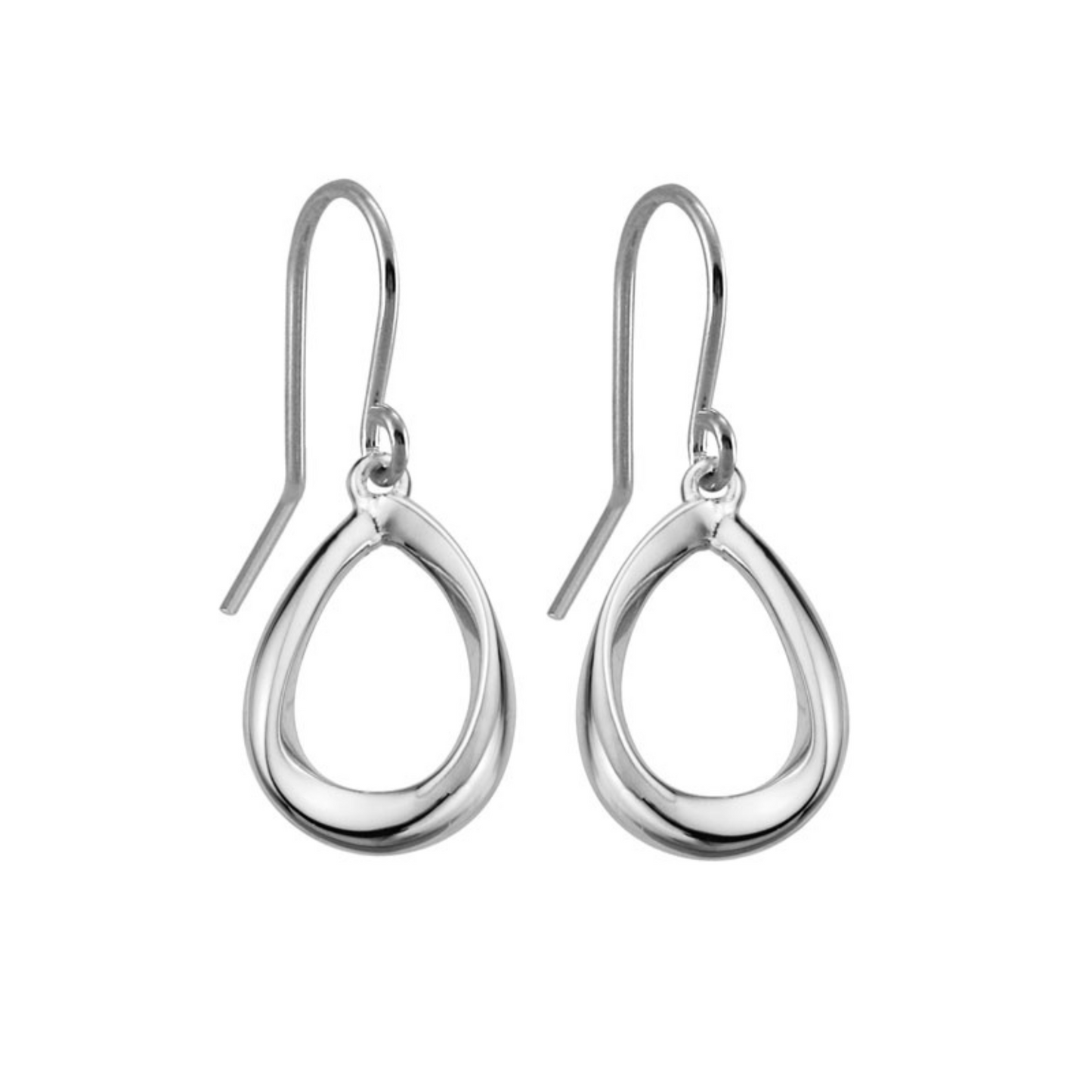 Teardrop Twist Sterling Silver Drop Earrings