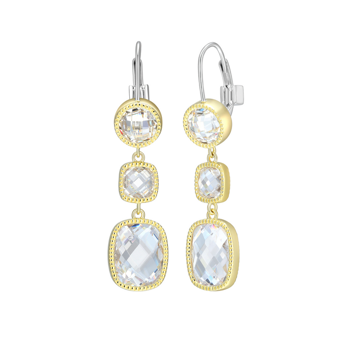Elle sterling silver gold plated CZ drop earrings