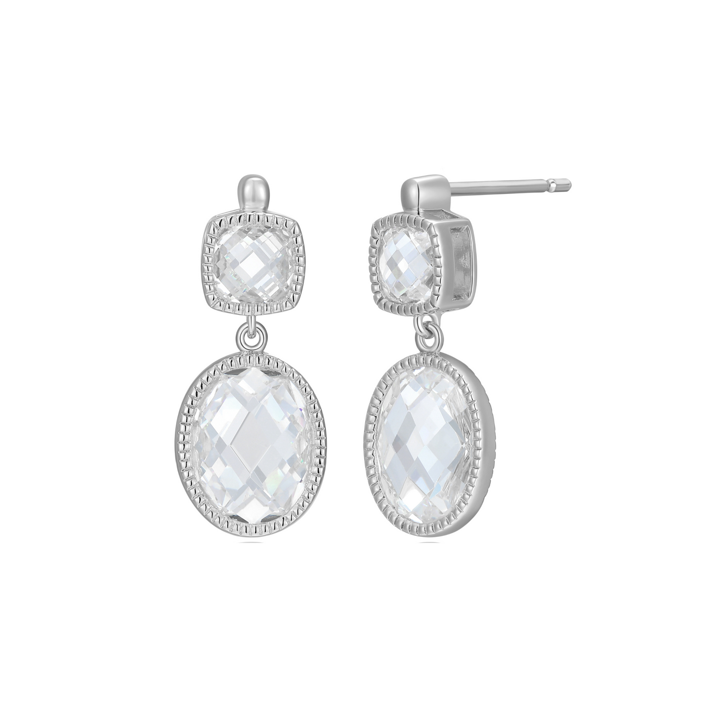 Elle sterling silver CZ drop earrings