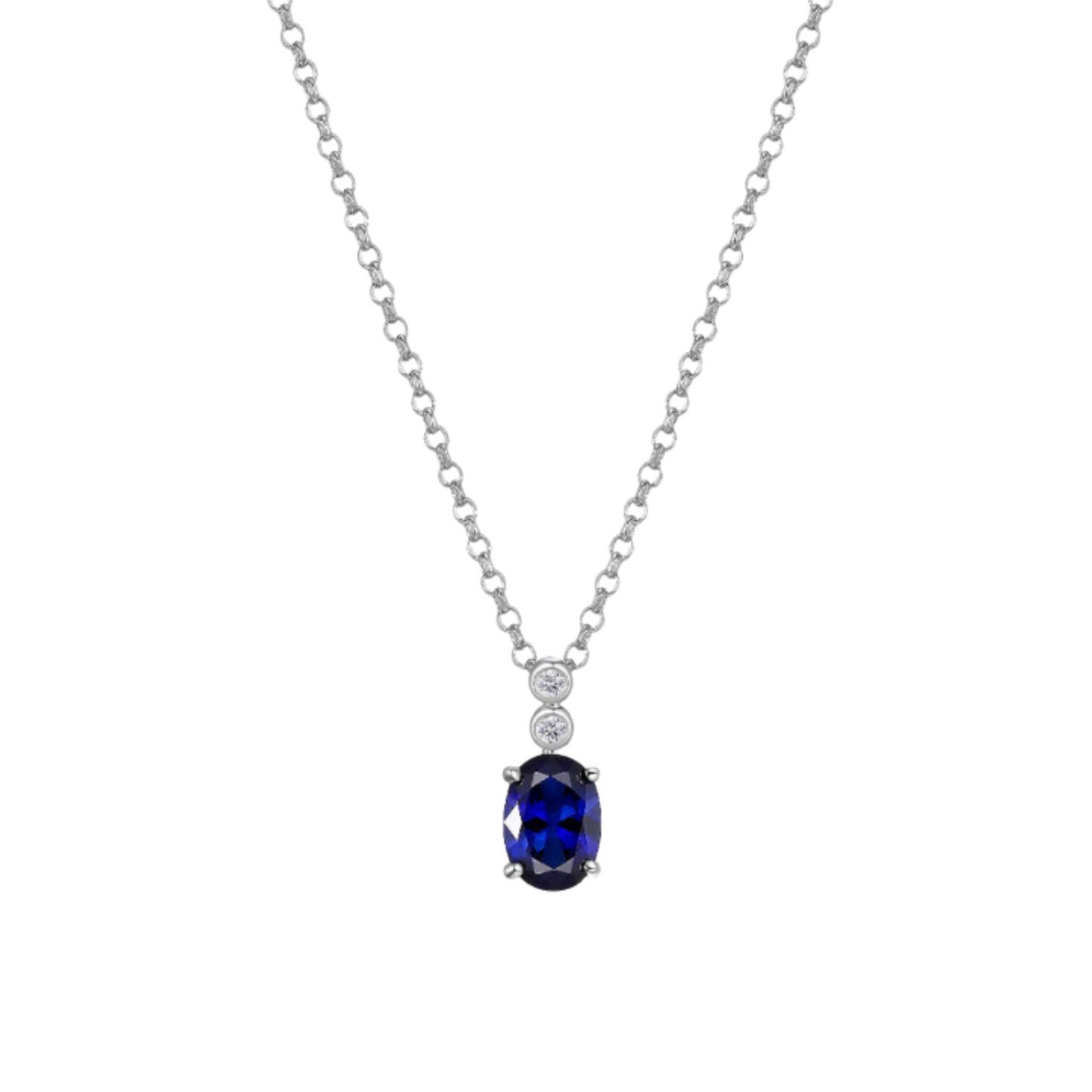 Sterling Silver Synthetic Diamond and Sapphire Pendant