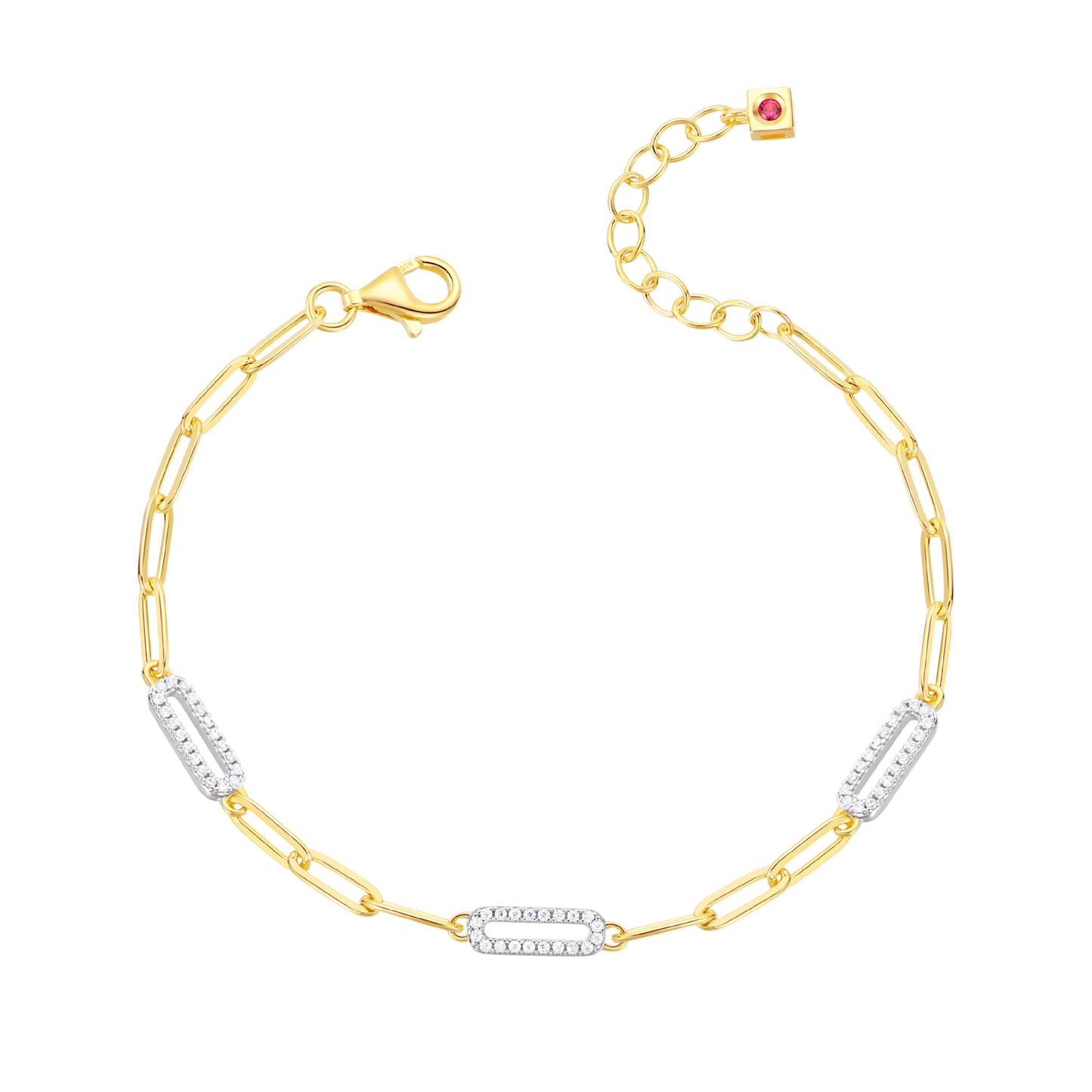 Elle Sterling Silver Gold Plated Paperclip Bracelet