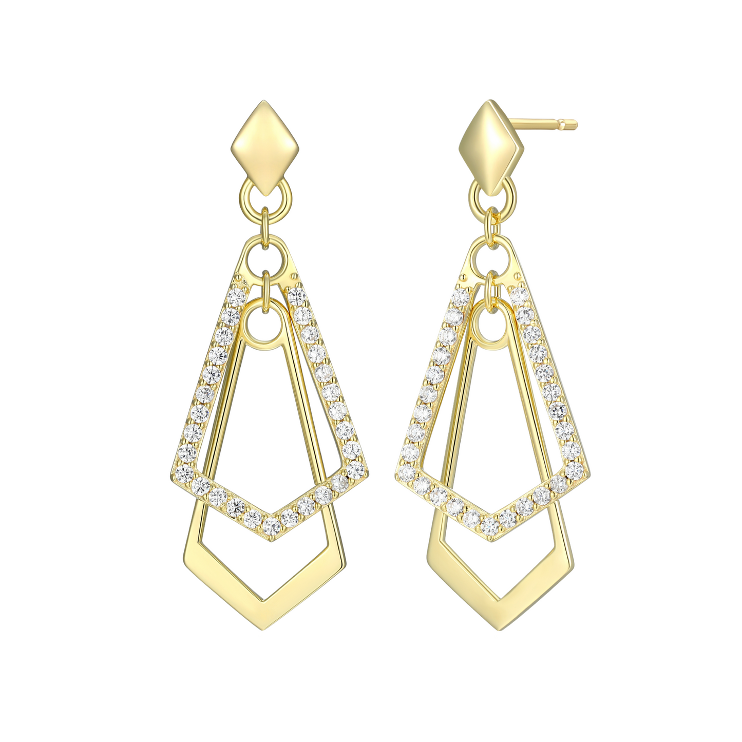 Elle Sterling Silver Gold Plated Art Deco Earrings