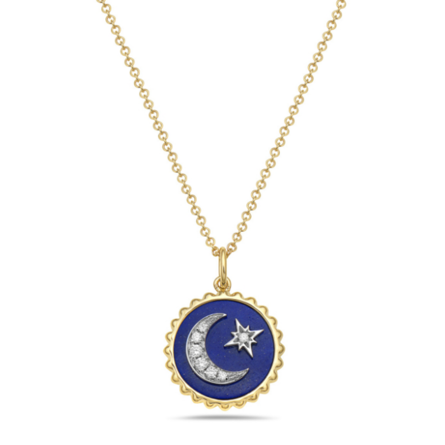 14 Karat Yellow Gold Diamond Moon And Star Pendant 0.08ctw