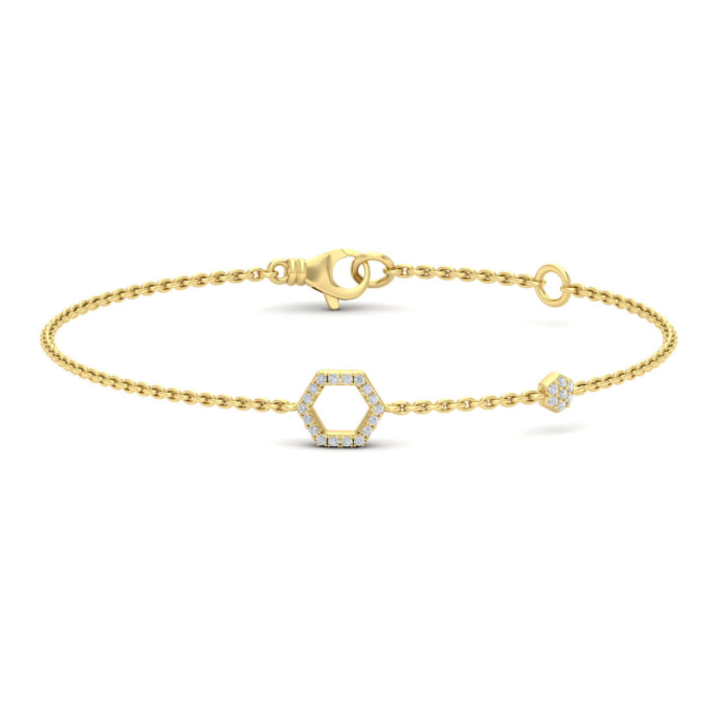 14 Karat Yellow Gold Diamond Honeycomb Bracelet