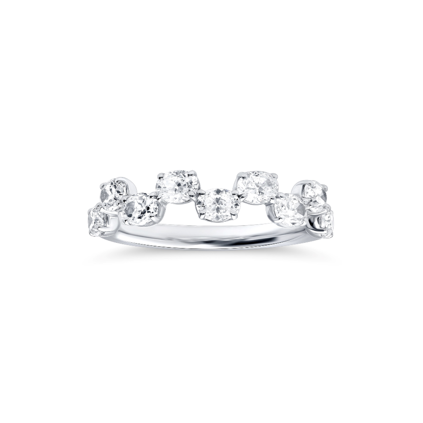 14 Karat White Gold Offset Diamond Fashion Ring