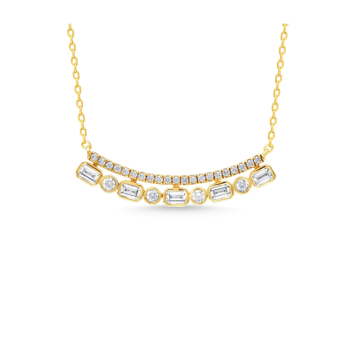 14 Karat Yellow Gold Diamond Smile Necklace