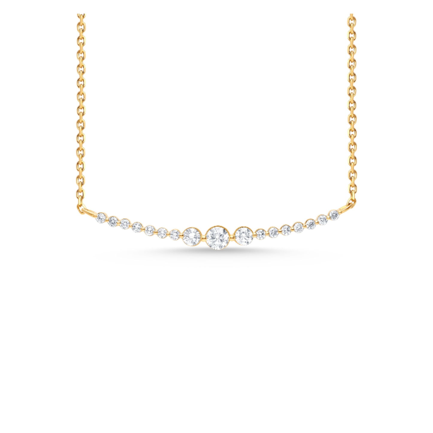 14 Karat Yellow Gold Diamond Smile Necklace