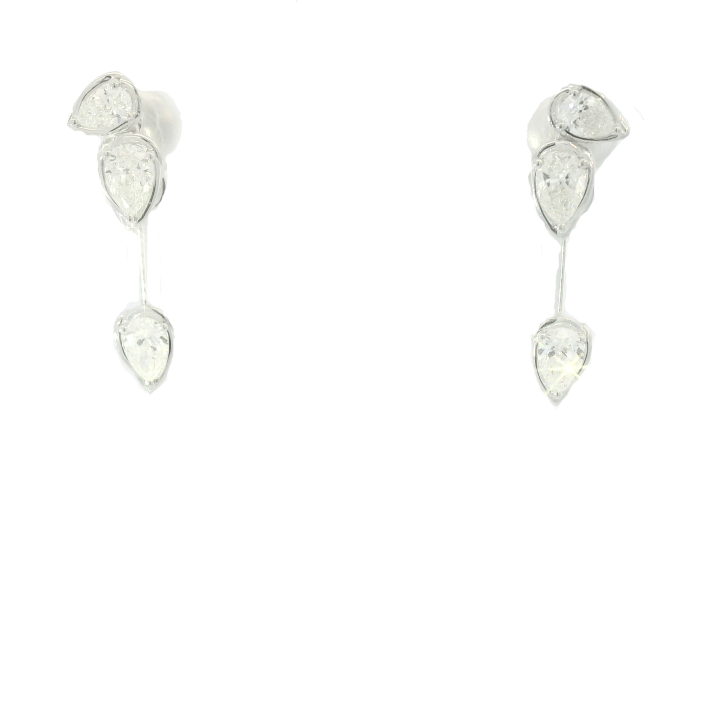 18 Karat White Gold Drop/Jacket Diamond Earrings