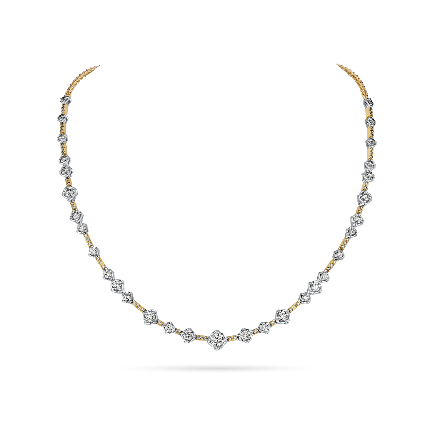 18 Karat Two Tone Diamond Abbracci Necklace