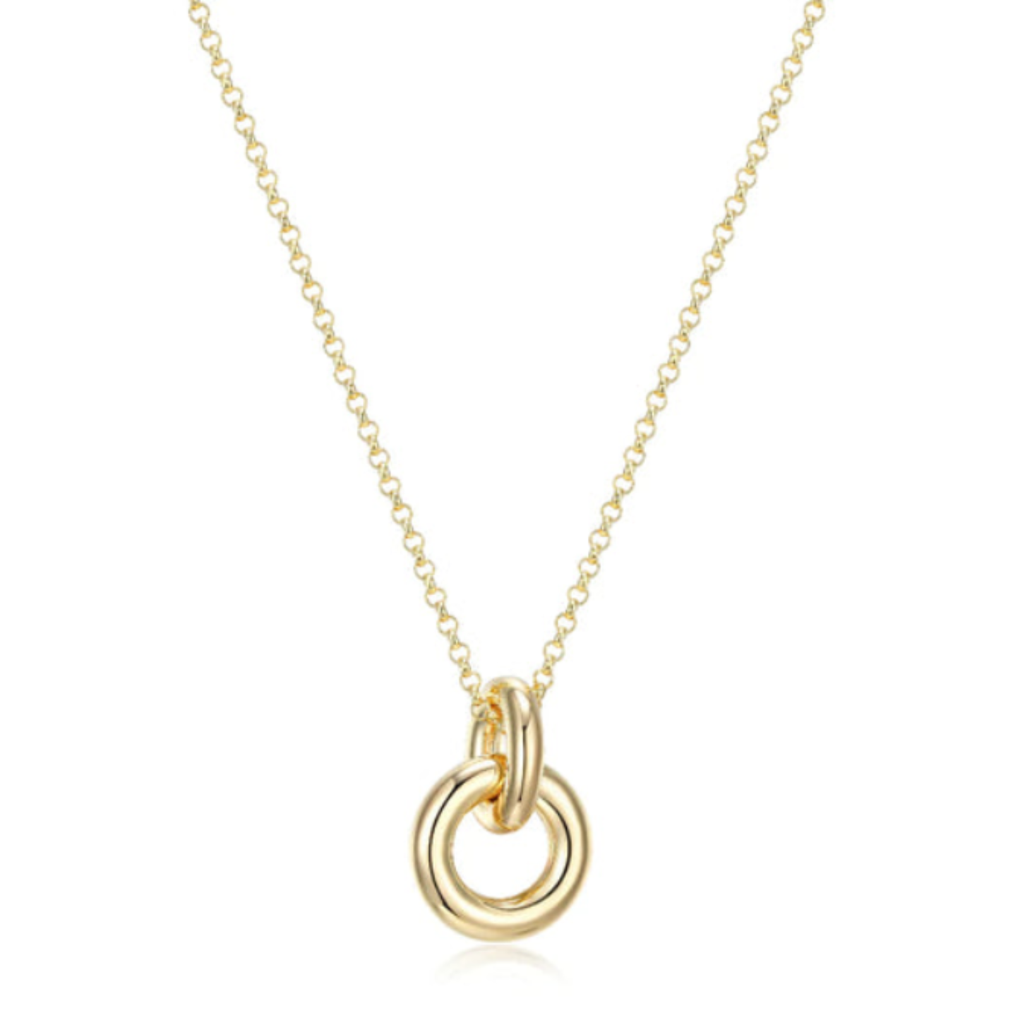 Sterling Silver Gold Plated Rolo/Circle Drop Necklace