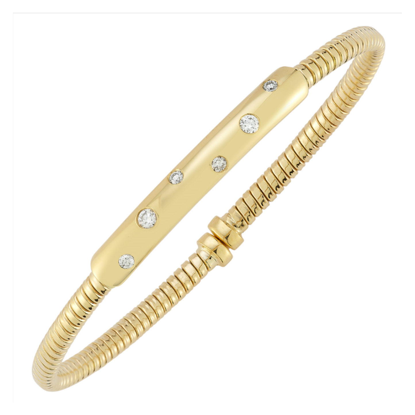 18 Karat Yellow Gold Burnished Diamond Soft Cuff Bracelet