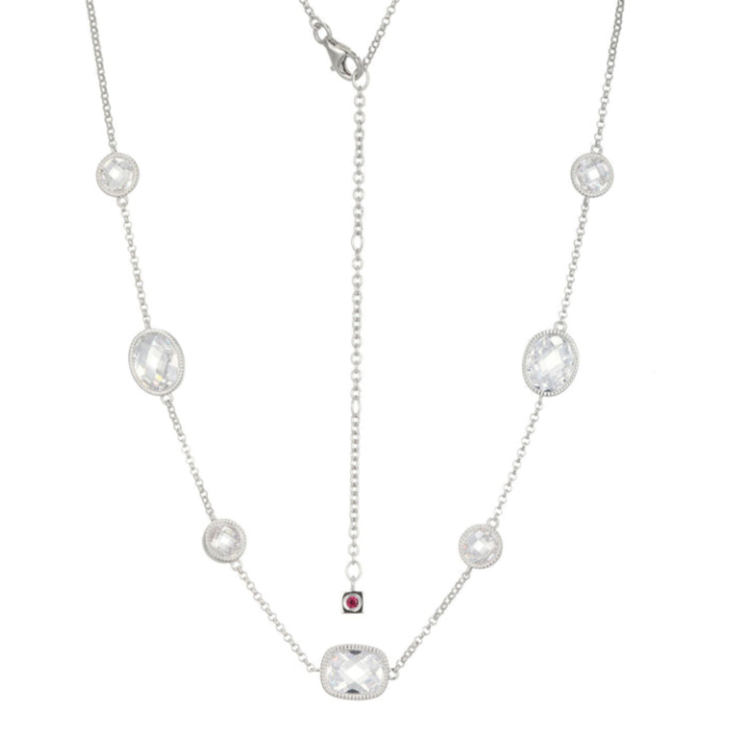 Sterling Silver CZ Station Necklace