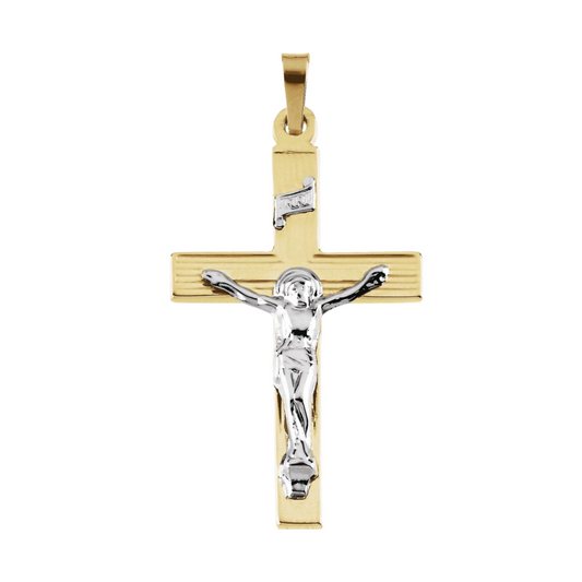 Two Tone 14k Crucifix Pendant