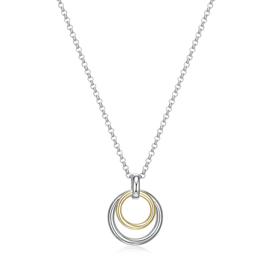 Elle Two Tone Sterling Silver Gold Plated Double Circle Pendant