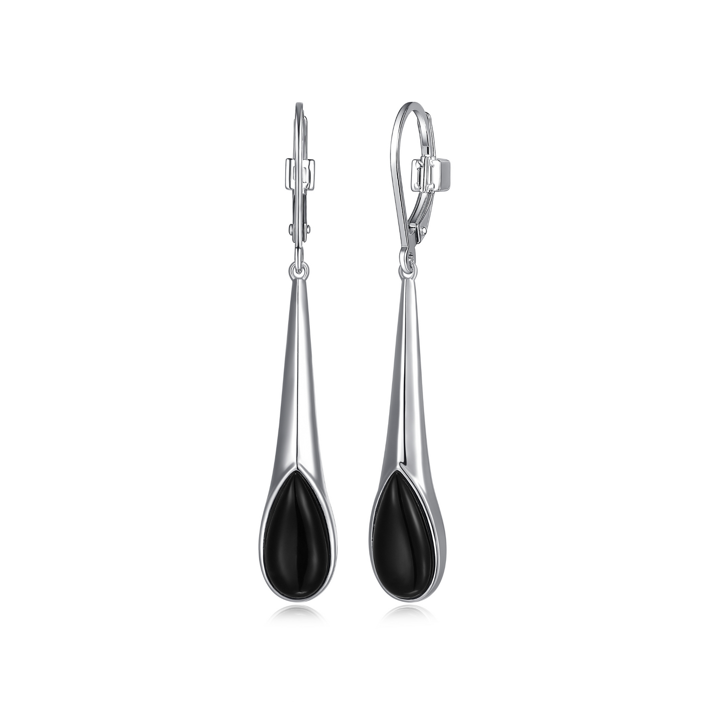Elle sterling silver black agate teardrop earrings