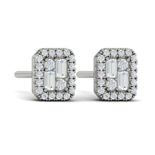 Vlora White 14 Karat Mixed Shaped Diamond Cluster Stud Earrings