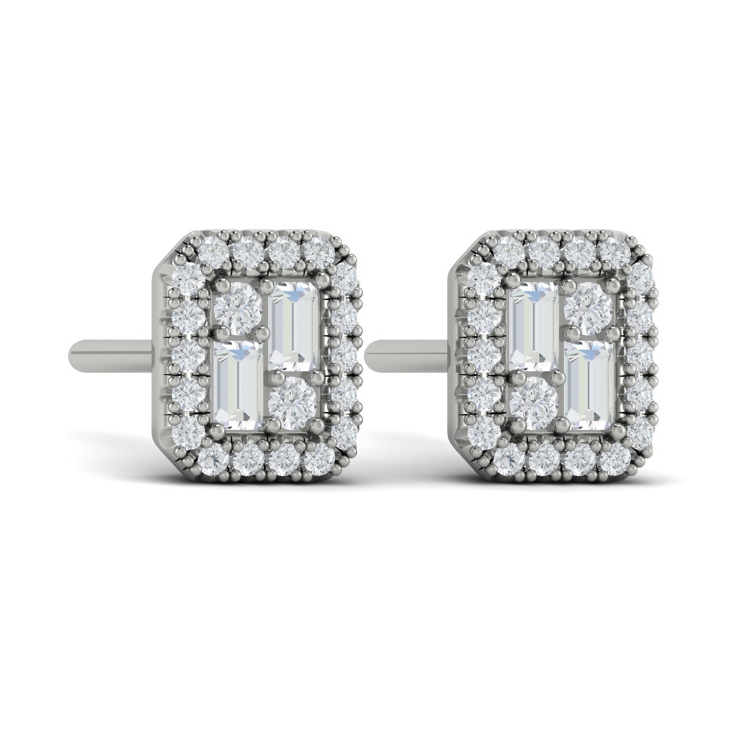 Vlora white diamond cluster stud earrings