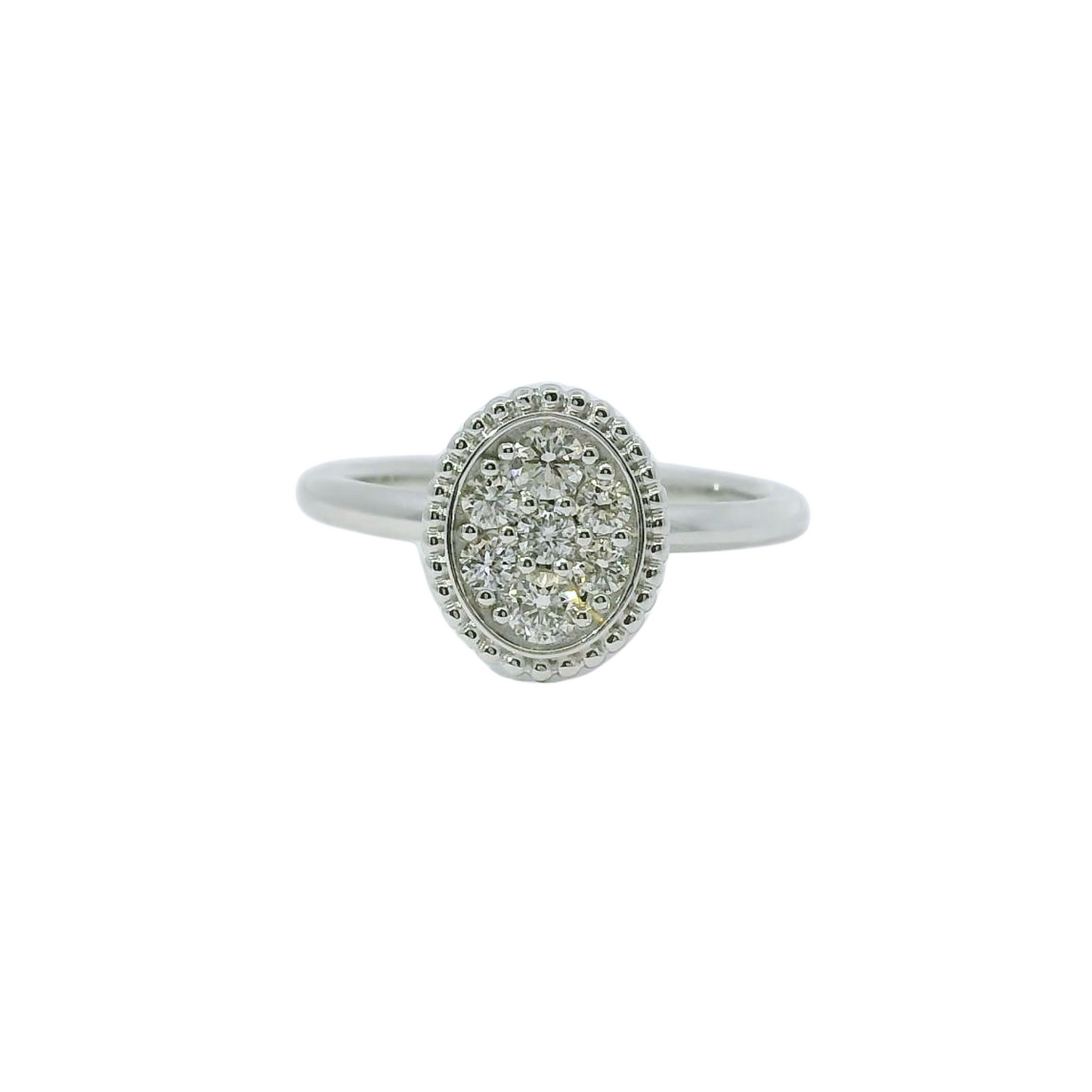 White 14k oval diamond cluster ring