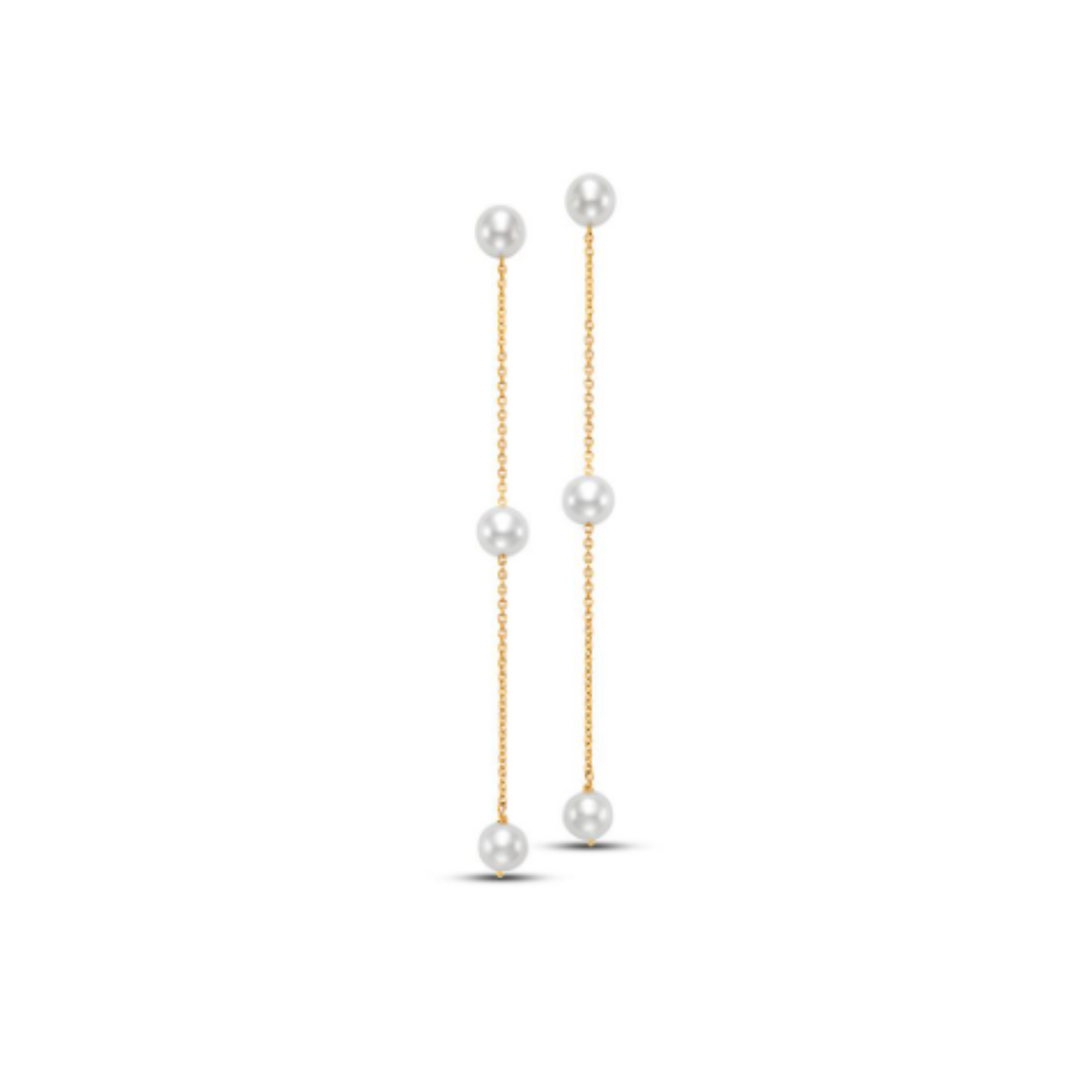 14k Yellow Gold Tin Cup Pearl Drop Earrings