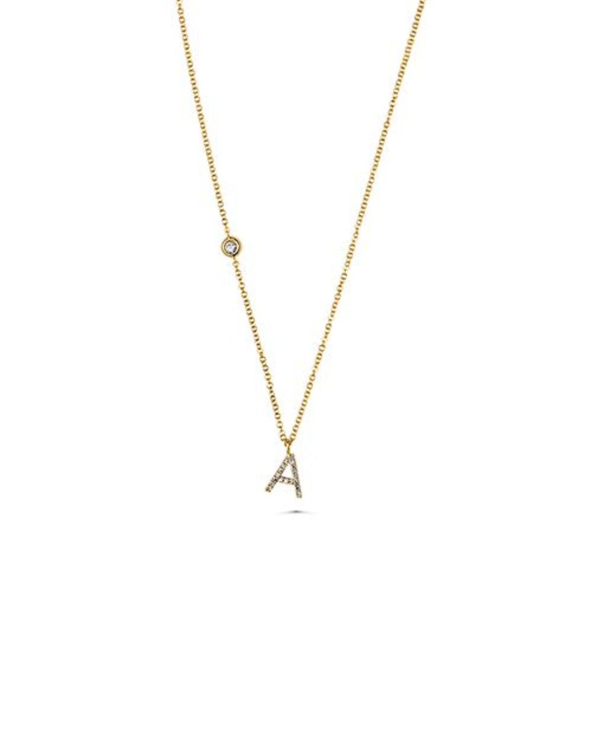 14K Diamond Initial Drop "A" Pendant