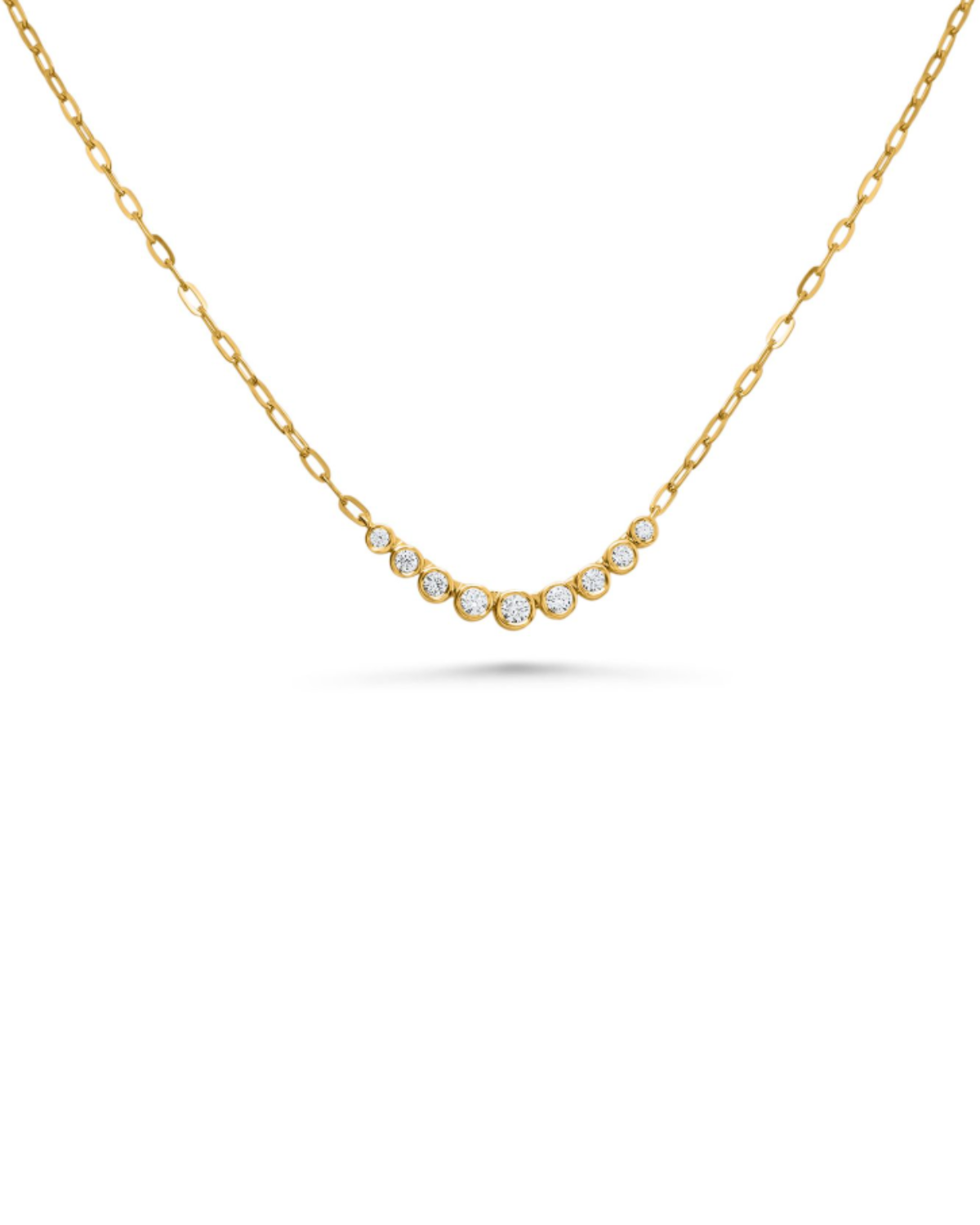 14K Graduated Diamond Bezel Necklace