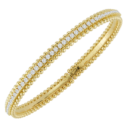 DA Gold's Lady's Yellow 18 Karat Diamond Beaded Cuff Bracelet