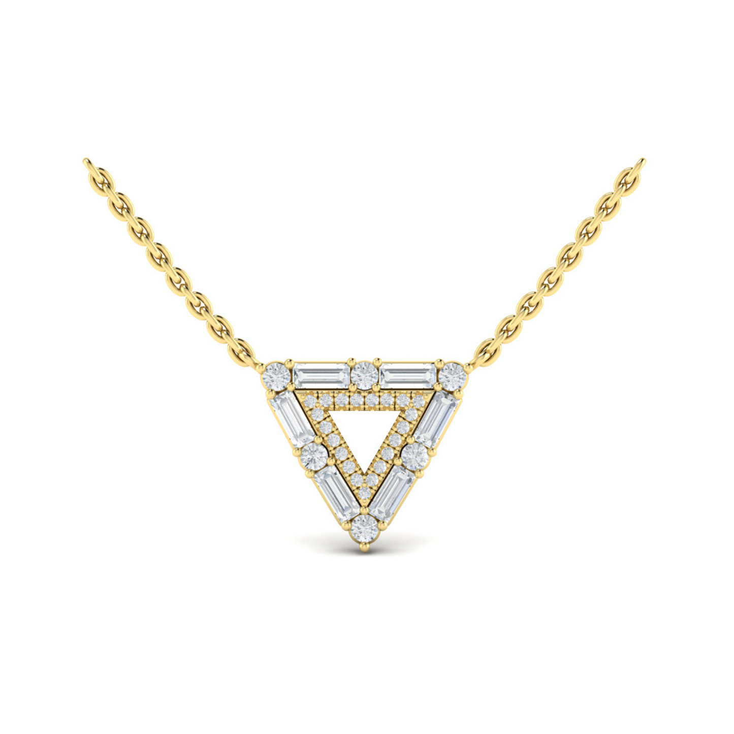 Vlora yellow 14k gold diamond triangle necklace