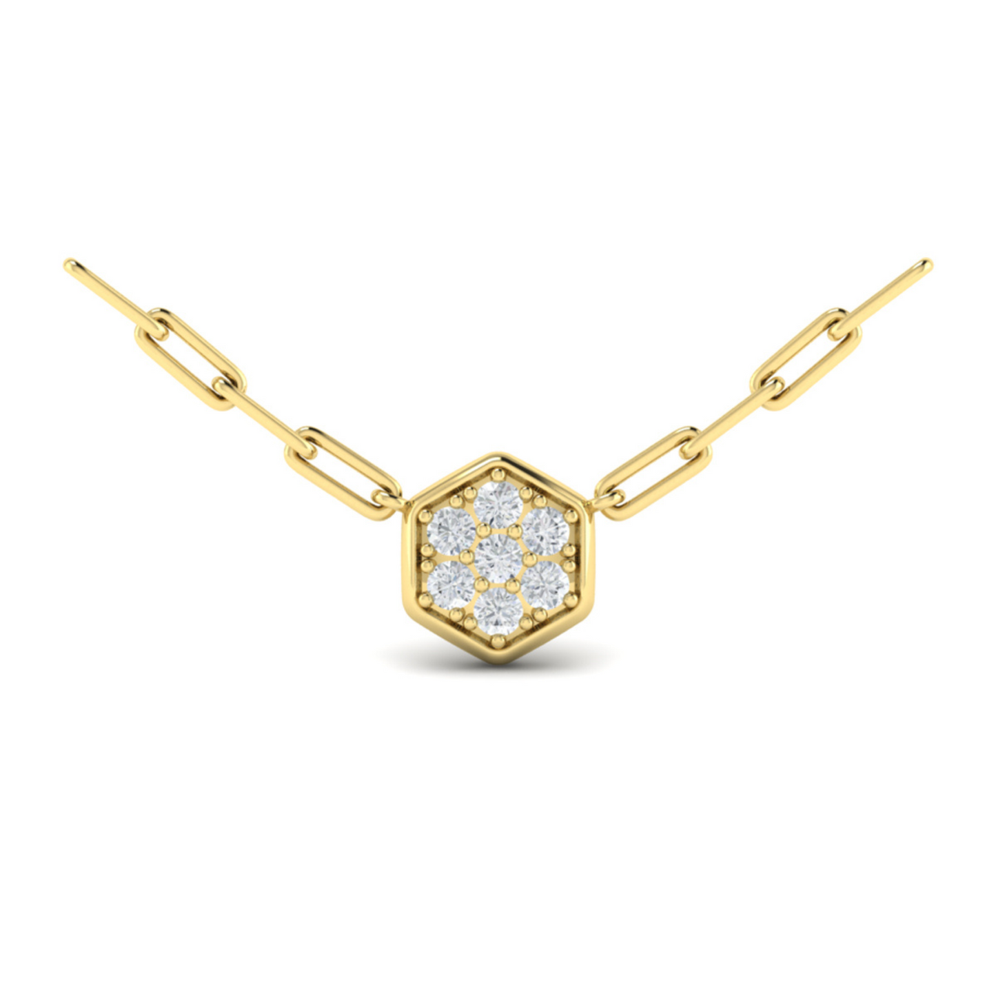 Vlora yellow 14k gold honeycomb diamond necklace