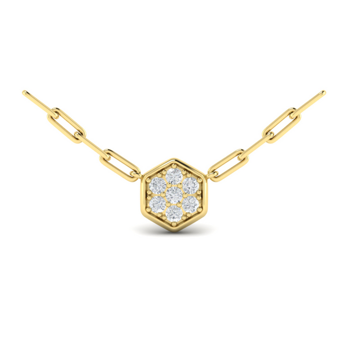 Vlora yellow 14k gold honeycomb diamond necklace
