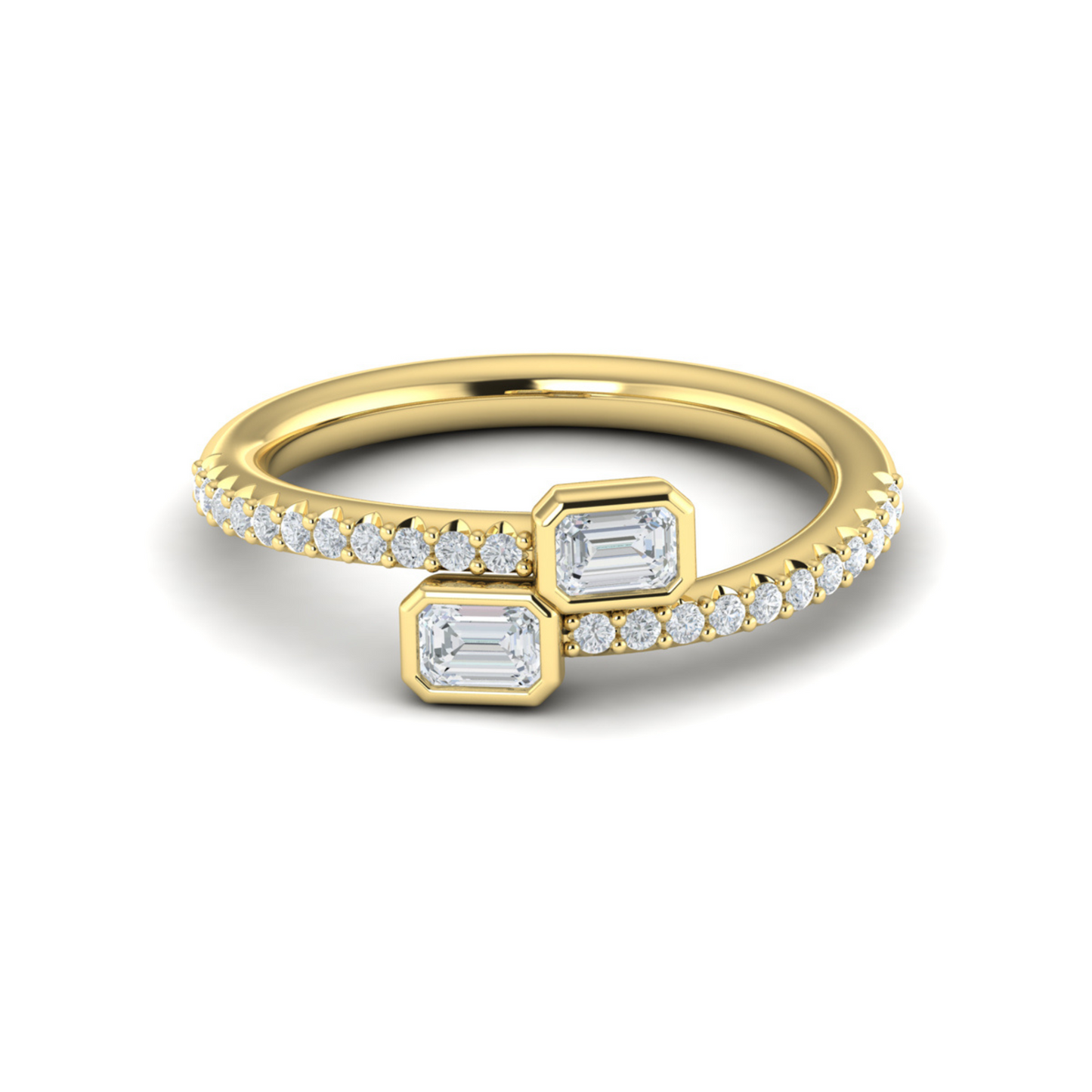 Yellow 14k gold diamond bypass ring