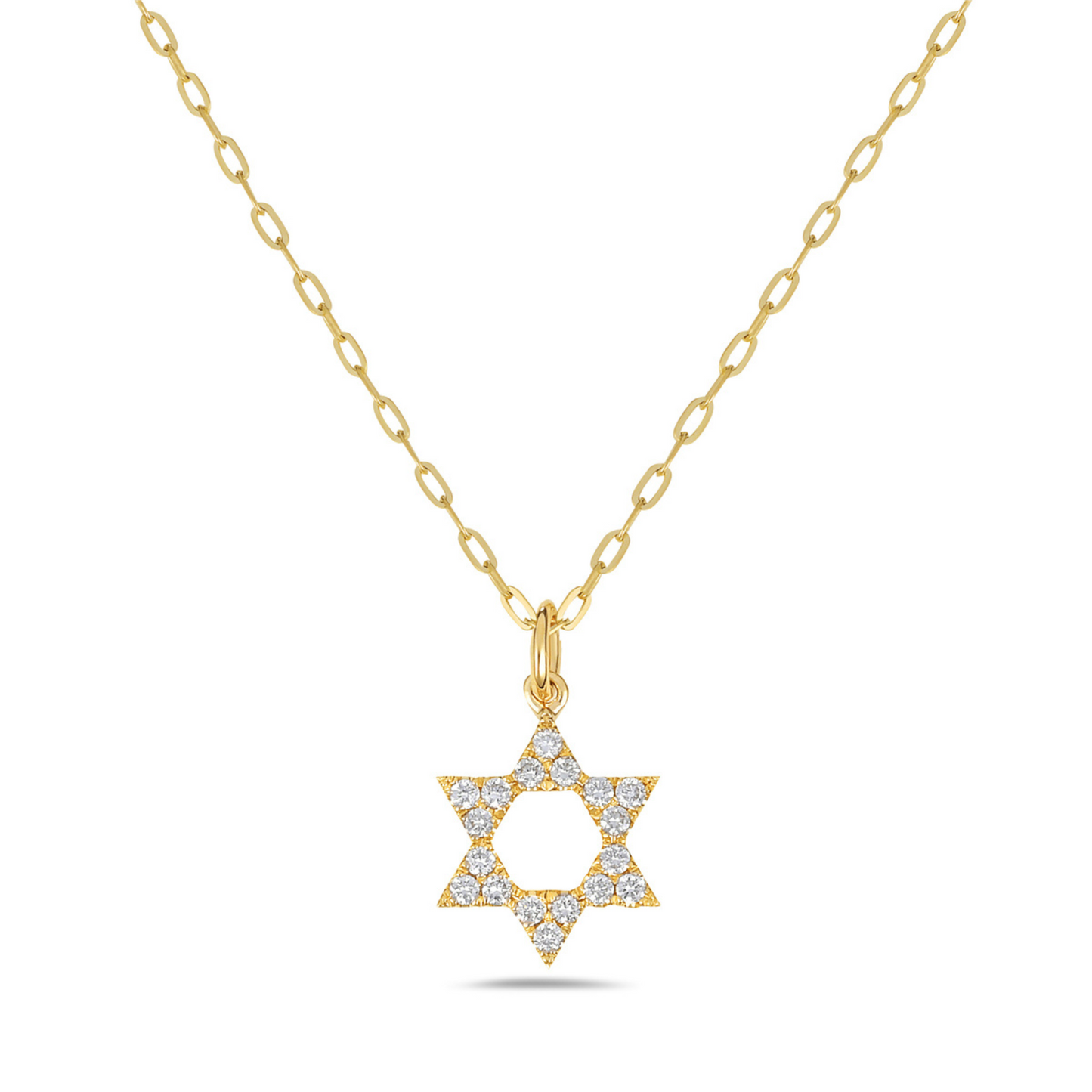 Yellow 14k gold diamond Star of David pendant