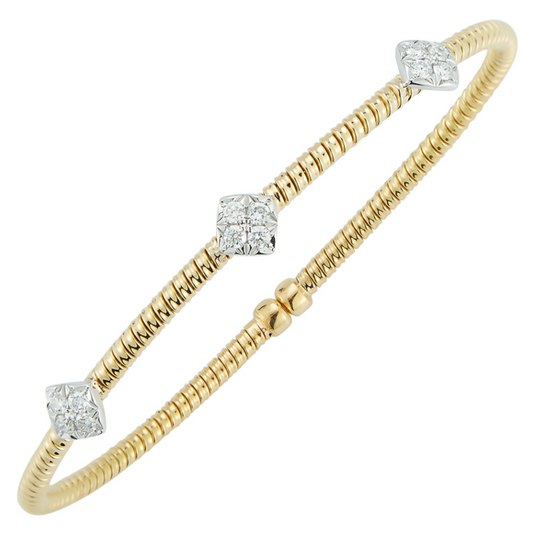 DA Gold's Lady's Yellow 18 Karat 3-station Cuff Bracelet