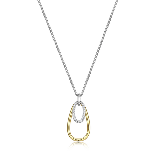 Elle Two Tone Sterling Silver Gold Plated Open Link Necklace