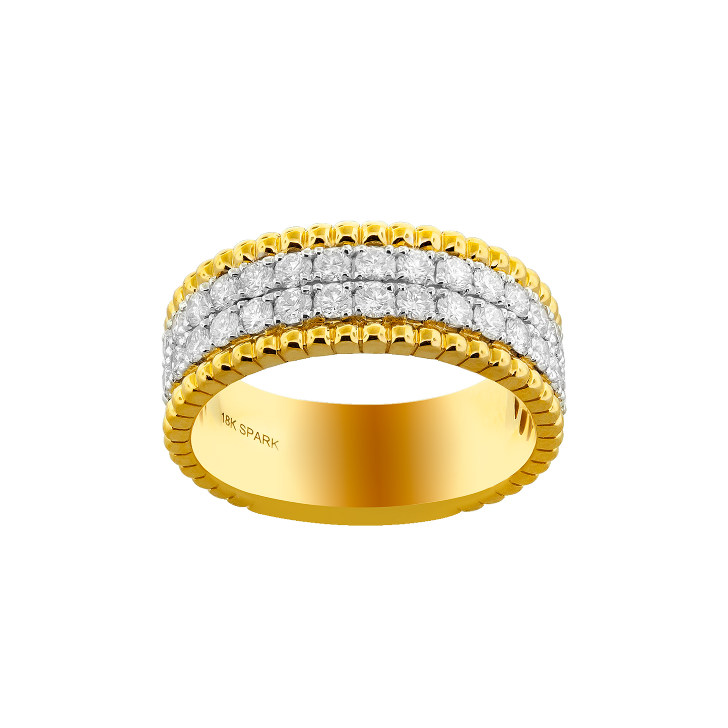 18k yellow gold band with two rows of diamonds