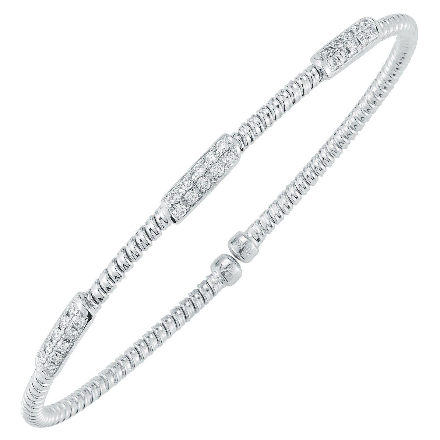 18K Three Bar Diamond Station Cuff Bracelet