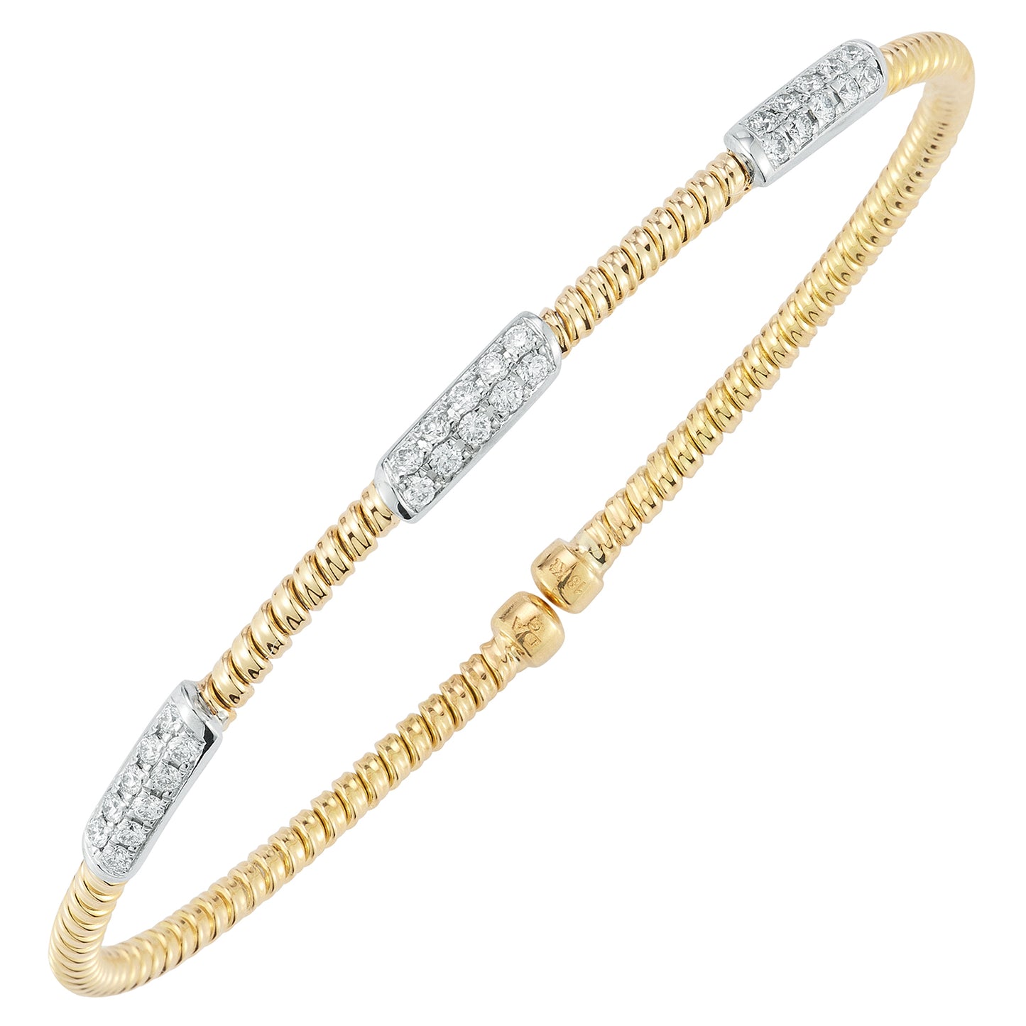 18 Karat Yellow Gold Open Cuff Diamond Bracelet