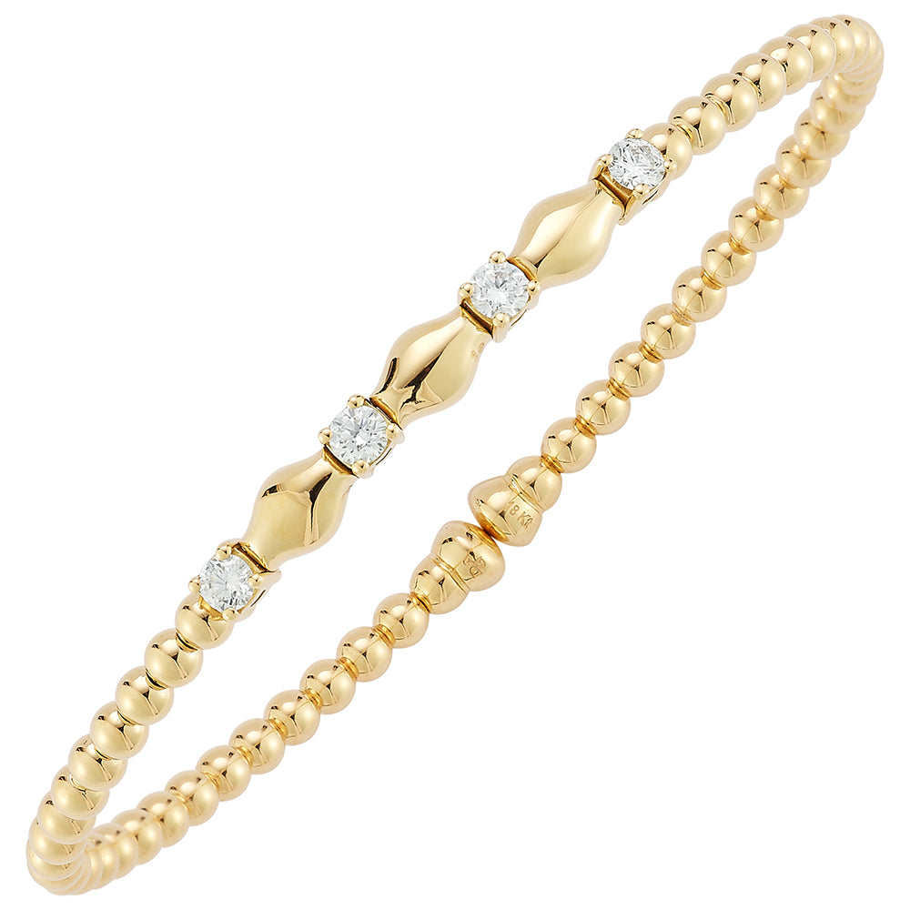 18 Karat Yellow Gold 4-Prong Diamond Station Bracelet
