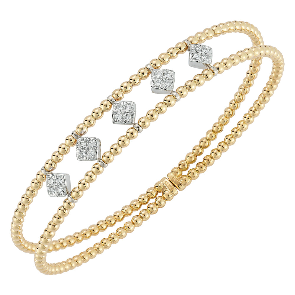 18K Two Row Diamond Station Bracelet