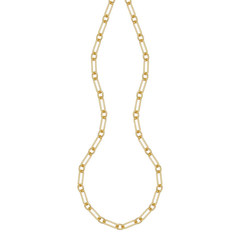 Sterling Silver Gold Plated 24" Paperclip Link Chain