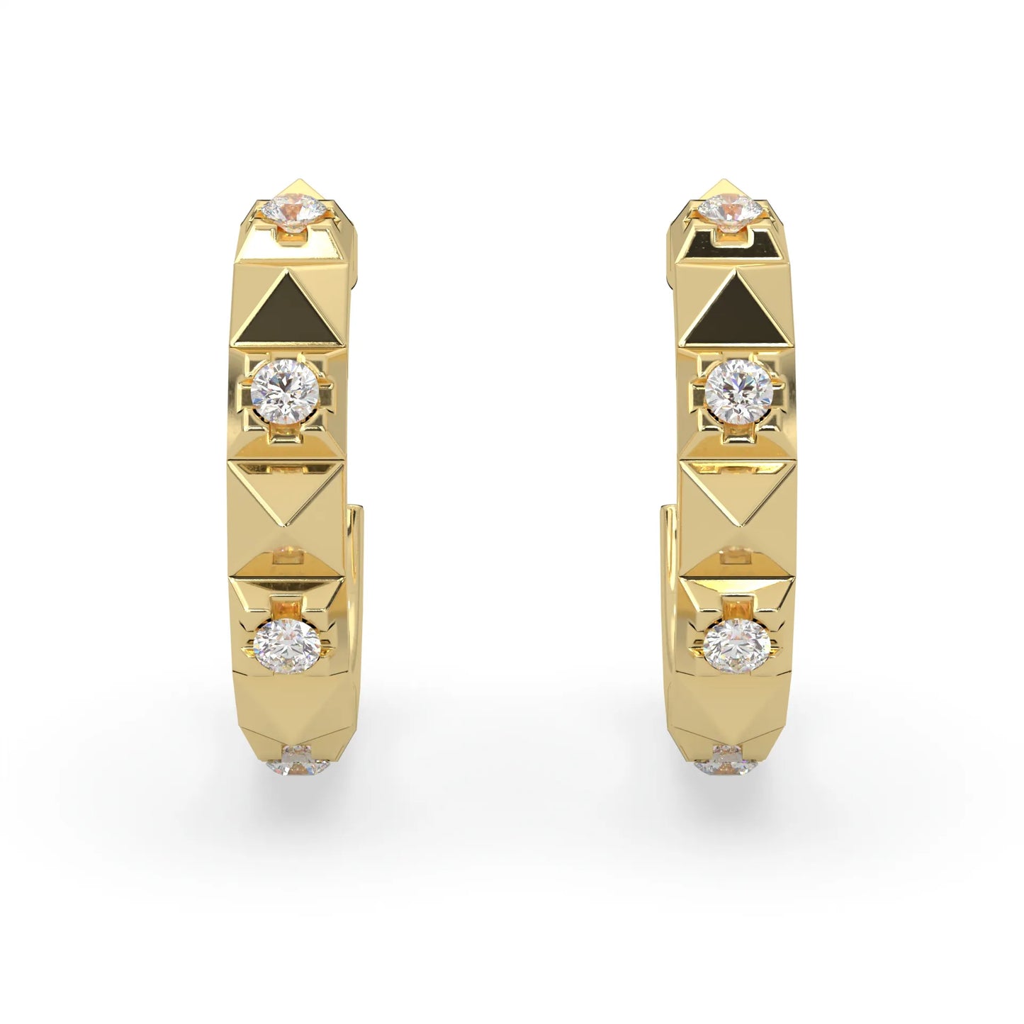Yellow modern electrum pyramid hoop earring for women