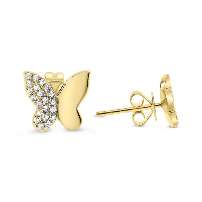 14K Pave Diamond Butterfly Earrings