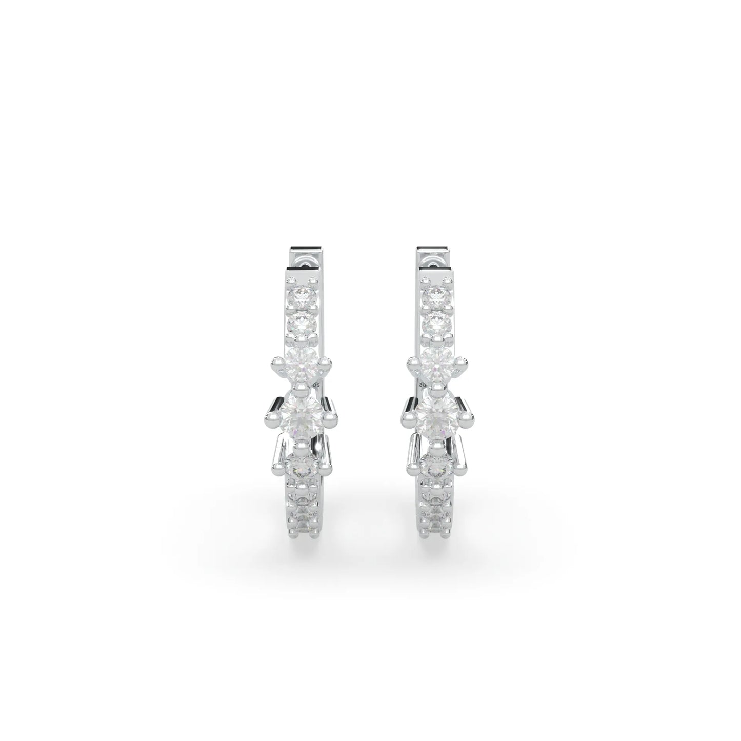 White modern electrum diamond hoop earring for women
